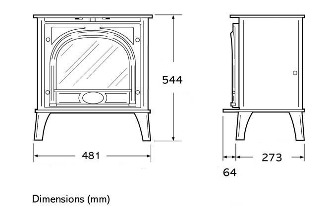 Dimensions for Gazco Stockton 5 electric stove